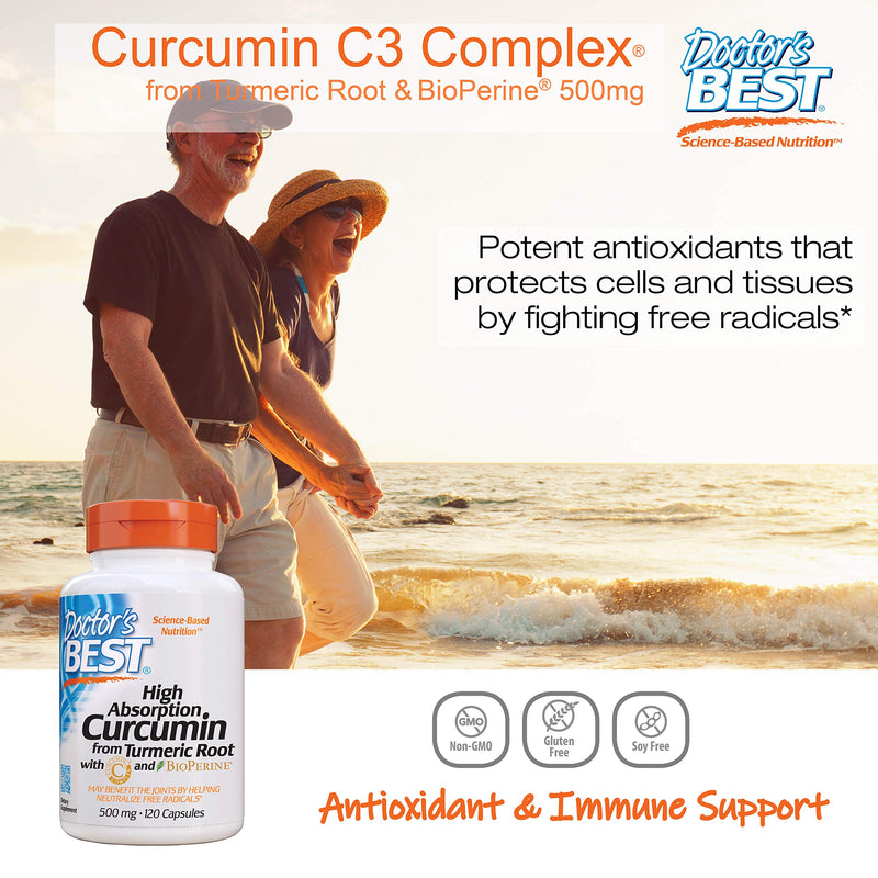 Doctor's Best DRB-00107 High Absorption Curcumin From Turmeric Root with C3 Complex & BioPerine 500mg (120 Capsules) - NewNest Australia