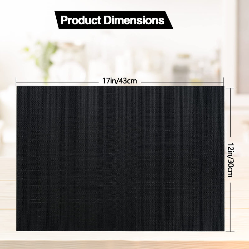 SLKQG Black Placemats Set of 4 - Easy Clean Washable Vinyl Placemats - Wipeable Heat Proof Non-Slip Table Mats for Dining Table - 17x12 Inch (Black, 4) - NewNest Australia