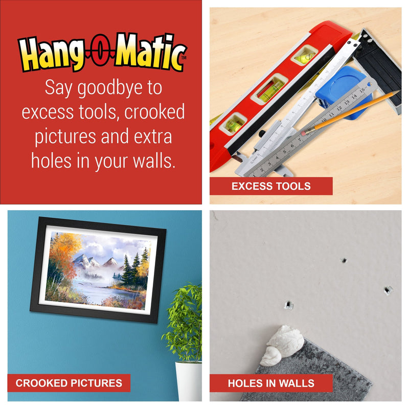 Hang-O-Matic All-in-One Picture Hanging Tool, Picture Hanger, Picture Frame Level Ruler, Perfect to Hang Pictures, Mirrors, TVs, and Shelves Red - NewNest Australia