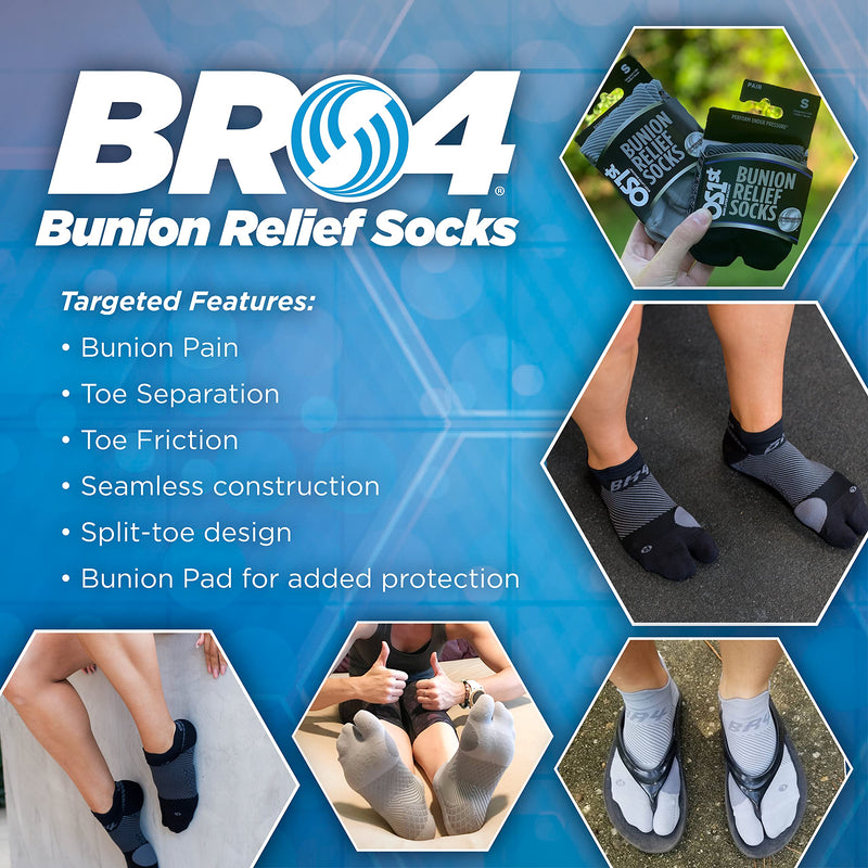 Bunion Relief Socks by OrthoSleeve, Patented Split-Toe Design with a Cushioned Bunion Pad Separates Toes, Relieves Bunion Pain and Reduces Toe Friction (Black, 1 Pair, Small) Small (1 Pair) Black - NewNest Australia