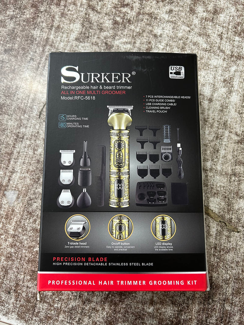 Surker Hair Trimmer Set Professional Hair Trimmer Men'S Precision Trimmer Beard Trimmer Beard Trimmer Razor Men'S T-Shaped Trimmer Nose Hair Trimmer Body Hair Trimmer 7 In 1 - NewNest Australia