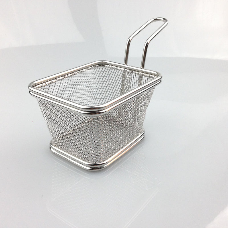 Stainless Steel Mini French Fries Basket Square Fryer Baskets, FDA Grade Kitchen Cooking Tool Food Presentation Tableware (Small 4inch 2pcs pack) - NewNest Australia