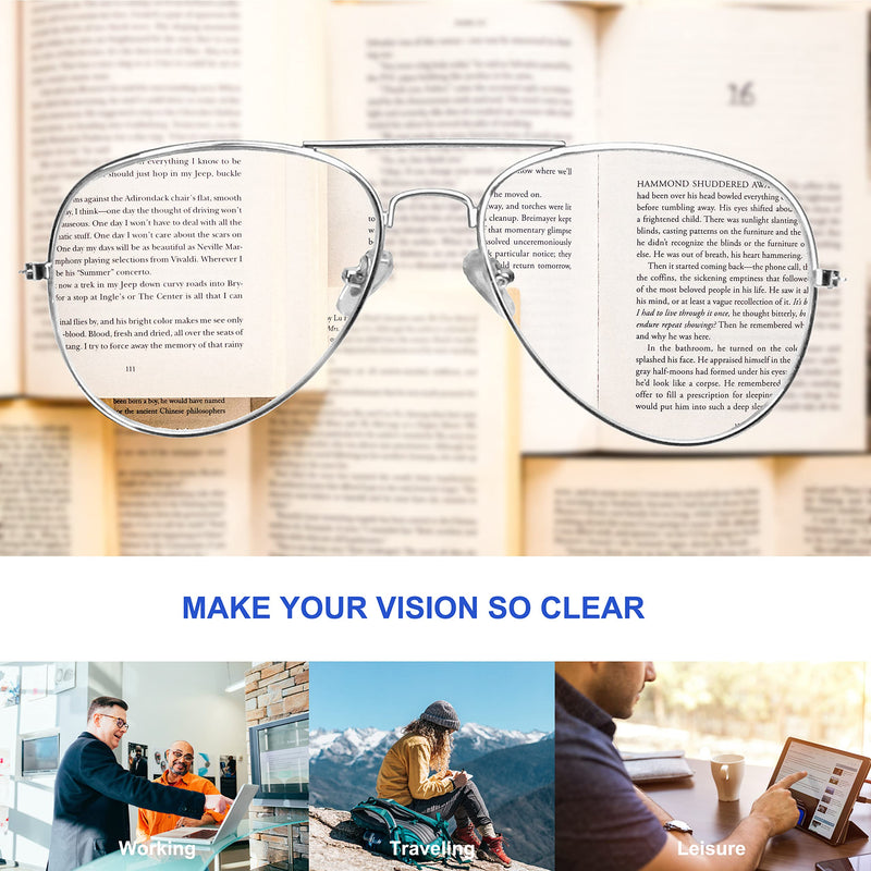 NEWVISION® reading glasses, reading aid for men and women, unisex vintage aviator glasses, metal glasses, retro glasses frames, pilot glasses, carnival women, Nv8132 titanium 1.5 x - NewNest Australia