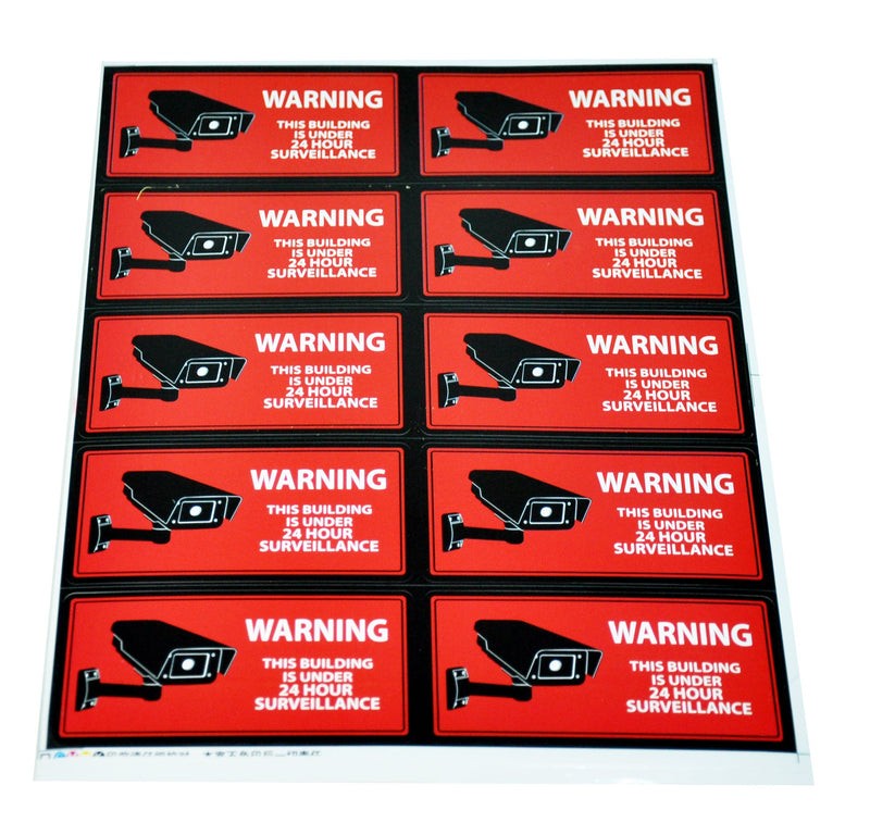 Mandala Craft Security Camera Decal Warning Window Stickers, CCTV Video Surveillance Recording Signs from Vinyl for Indoors, Outdoors; Back Adhesive Solid Red - NewNest Australia