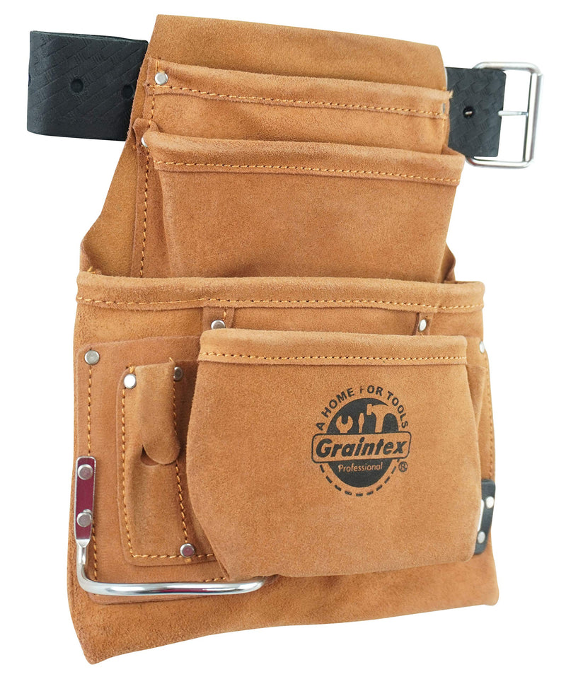 Graintex PL45S 10-Pocket Nail and Tool Pouch with Embossed Leather Belt - NewNest Australia