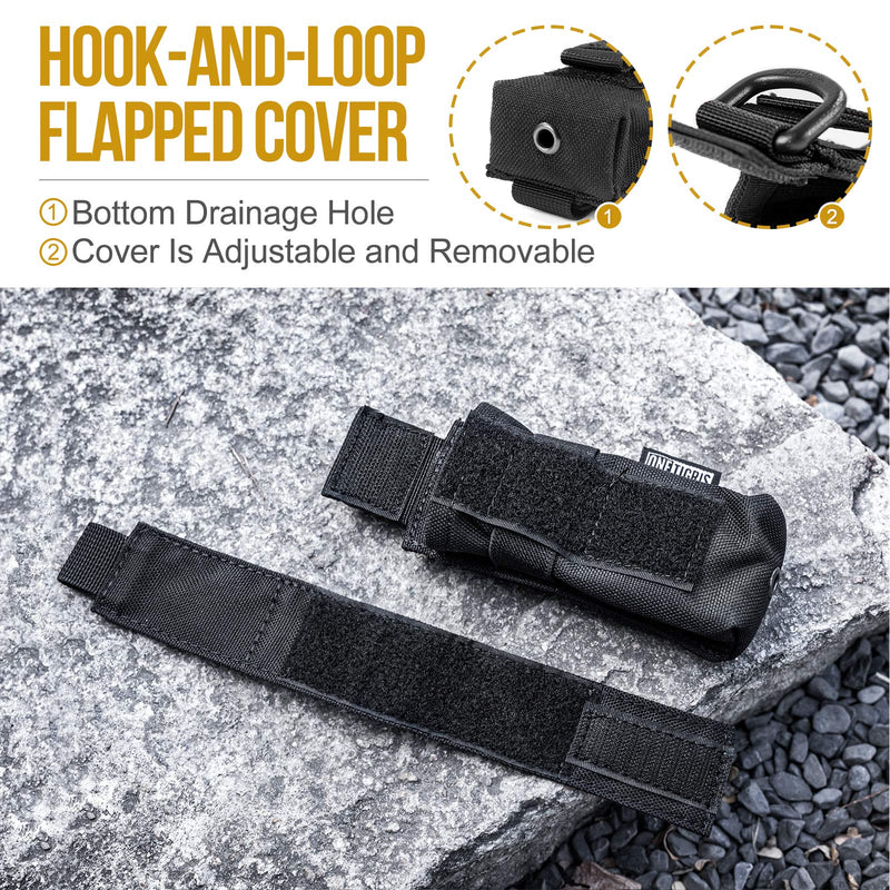 OneTigris Flashlight Pouch Holster Tactical Molle 1000D Cordura Nylon Flashlight Pouch Holder (Black) Black - NewNest Australia