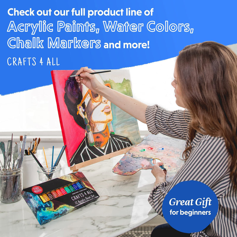 Crafts 4 All Acrylic Paint Set - Art Paints for Canvas, Model Painting, Wood, Ceramics and Fabric - Craft Supplies with 3 Artist Brushes for Adults & Kids﻿, 12 Pack, 12mL 0.4 Fl Oz (Pack of 12) - NewNest Australia