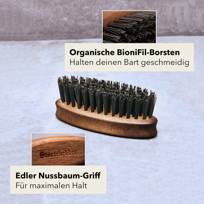 Störtebekker® Premium Beard Brush - Made in Germany - Detangles the beard and shapes it - Prevents itching - Sustainable BioniFil bristles - Walnut wood - Beard Brush Small - NewNest Australia