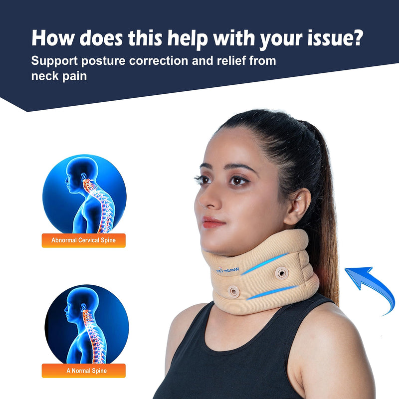 WC- Soft Cervical Collar Adjustable Collar Neck Support Brace, Neck Support Soft Neck Collar Neck Brace for Neck Pain and Support for Women & Men-Large Large Beige - NewNest Australia