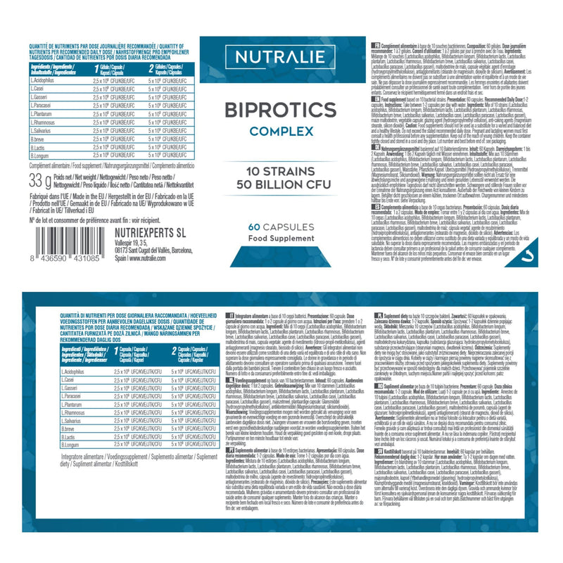 Biprotics Culture Complex 50 billion CFU per dose | 10 tribes | 60 gastro-resistant capsules for better absorption | Nutralie - NewNest Australia
