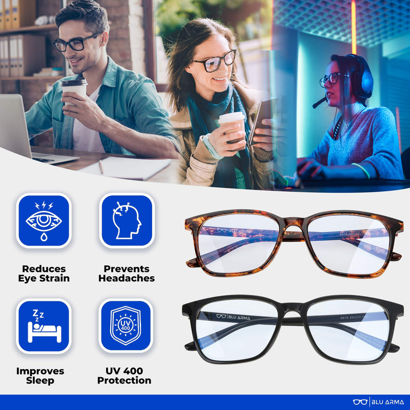 BLU ARMA® Blue Light Glasses for Men & Women with Glasses case – Reading Glasses - Gaming Glasses to Prevent Migraine, Eye Strain, and Improve Sleep – UV 400 Protection - CE & FDA Certified Black Panther - NewNest Australia