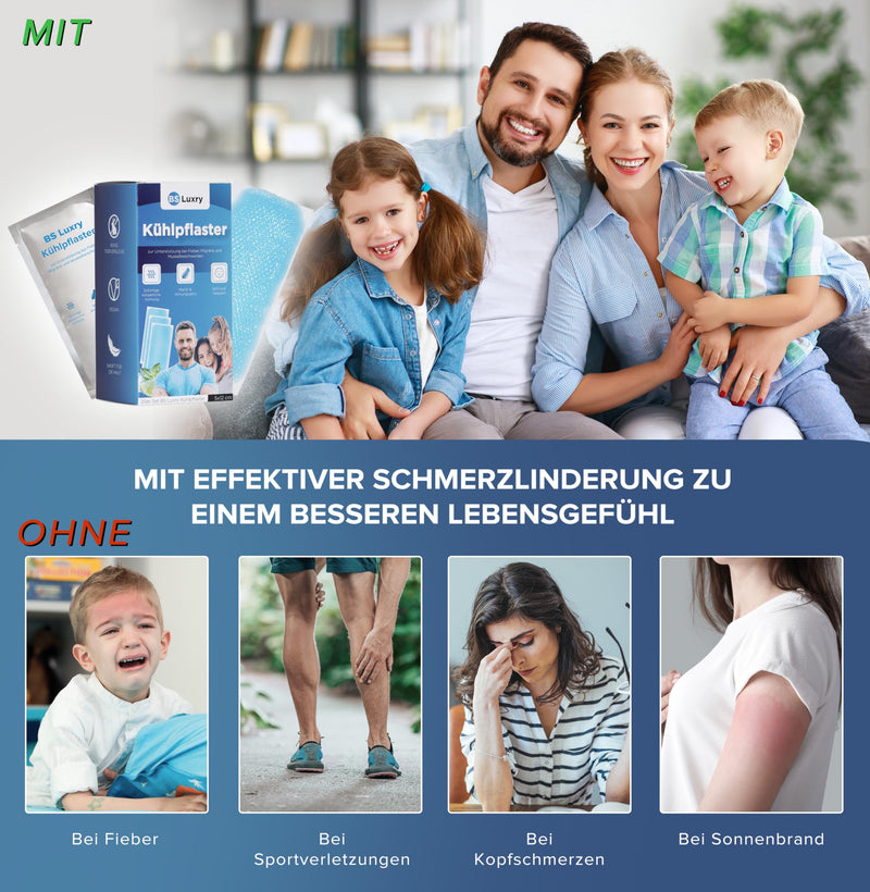 BS Luxry 20x cooling plasters TEST WINNER 2023* - immediate cooling for fever and migraines - cold compress for muscle and joint pain - fever plaster for children aged 1 year and over - NewNest Australia
