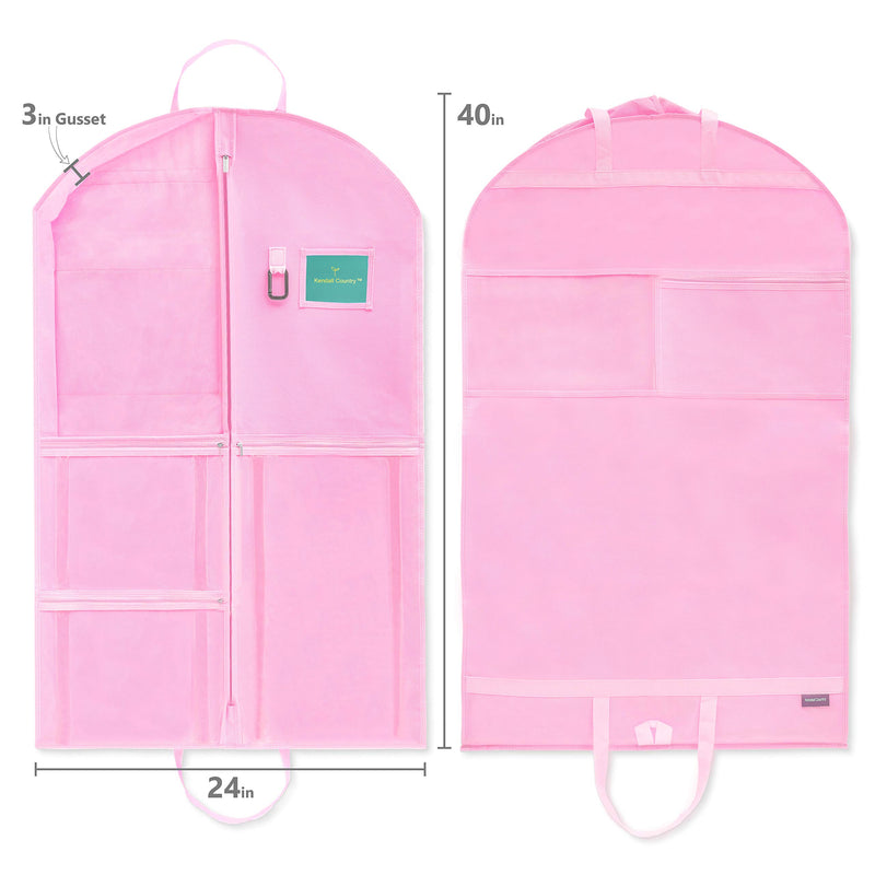 NewNest Australia - Garment Bags - 40" Costume Bag with Pockets for Dancers for Recitals, Competitions, and Travel! Pink (Cotton Candy) Cotton Candy 