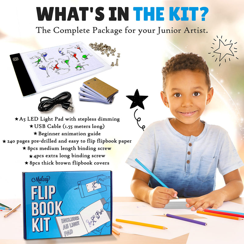 Flip Book Kit - LED Lightbox for Drawing and Tracing & 240 Sheets Animation Paper for Flip Books A5 Flipbook Kit: Led Light Box/Light Tablet for Tracing Flip Book Paper with Screws Flipbook Light Pad - NewNest Australia