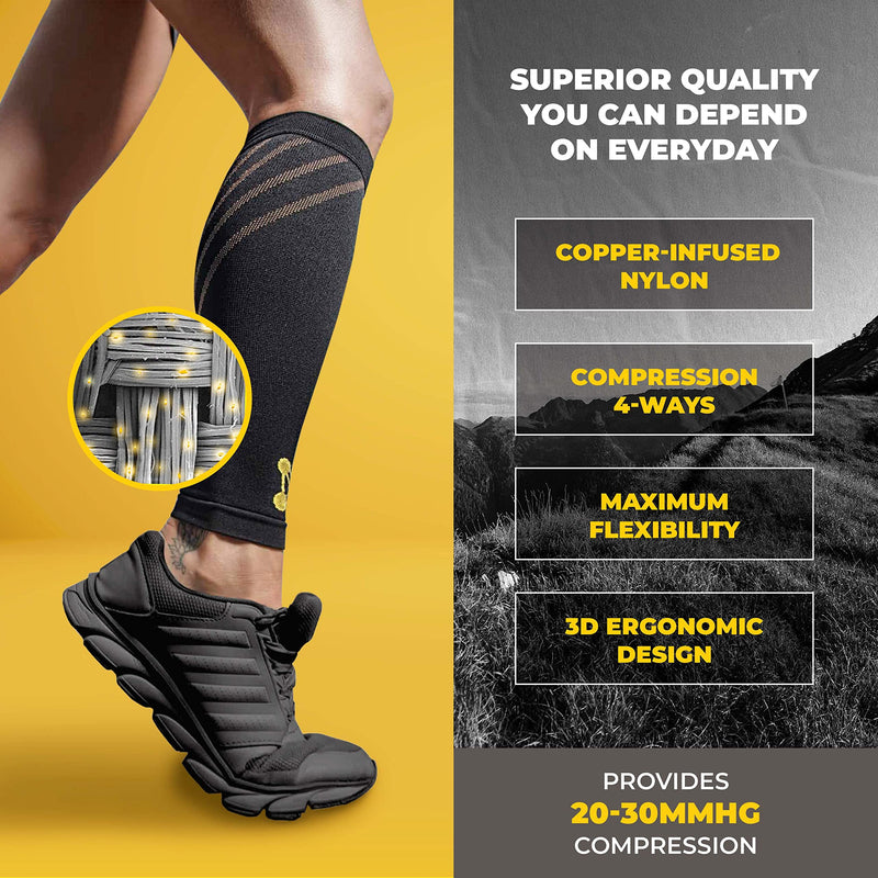 CopperJoint Compression Calf Sleeve – Copper-Infused High-Performance Design, Promotes Proper Blood Flow, Offers Superior Compression and Support for All Lifestyles - Pair Small - NewNest Australia