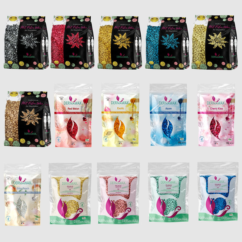 Dermawax Professional Waxing Beads Wax Beads Wax For Hair Removal Brazilian Waxing Intimate Bikini Zone Armpits Back Hair Removal Without Fleece Strips Vegan Hair Removal Wax Beads 800 G (Azure) - NewNest Australia