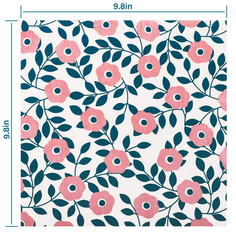 Aubliss 50pcs 100% Cotton Fabric Bundle 9.84" x 9.84" (25cm x 25cm) PreCut Fat Squares Sheets Printed Floral Sewing Supplies for Patchwork Sewing DIY Crafting Quilting Fabric 50pcs-floral - NewNest Australia