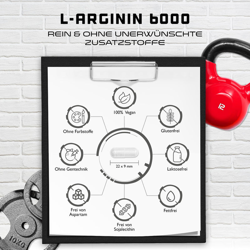 L-Arginine - 380 vegan capsules - 6000 mg plant-based HCL per daily serving (= 4980 mg pure L-arginine) - Amino acid - High dosage - Laboratory tested - Premium quality - NewNest Australia