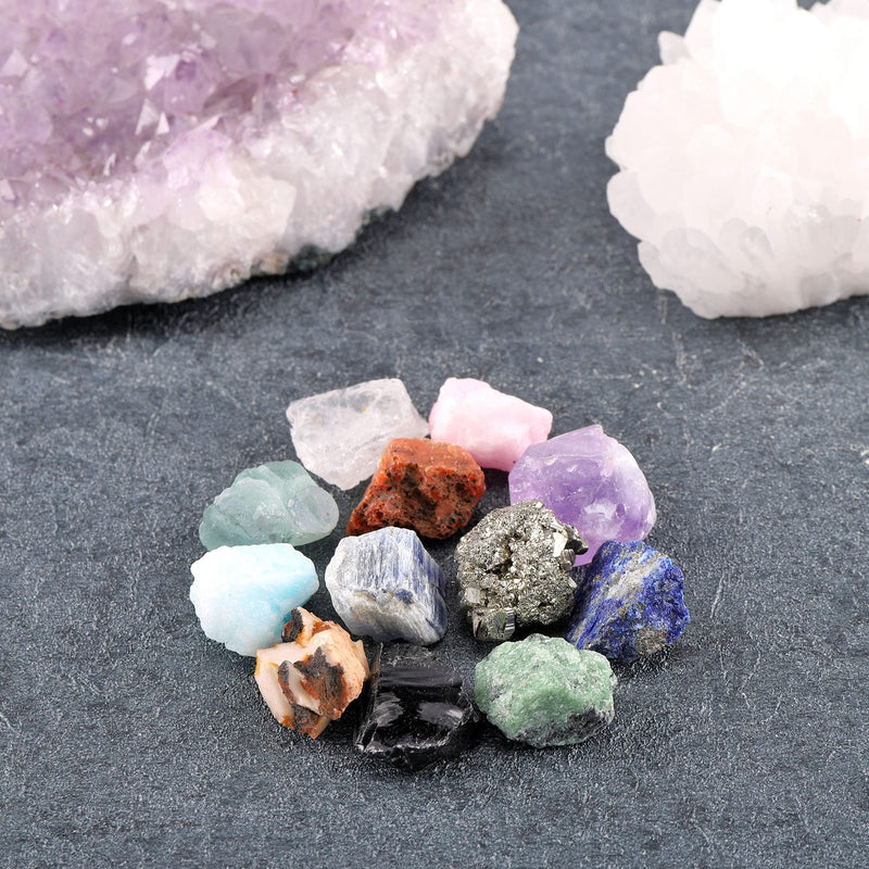 JOVIVI 12pc Chakra Stones Healing Crystals Set Natural Raw Quartz Rough Rock Stones Crystals for Worry Stones Anxiety,Stress Relief,Crystal Therapy, Meditation,Reiki Balacing,Size 0.59"-0.9" - NewNest Australia