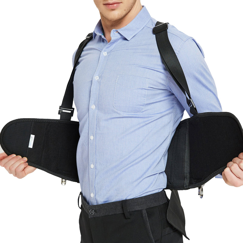 Neotech Care Back Support Belt With Removable Straps And Trouser Clips - Lumbar Support - Adjustable, Lightweight, Breathable - Shoulder Straps - Work - Black (M) - NewNest Australia