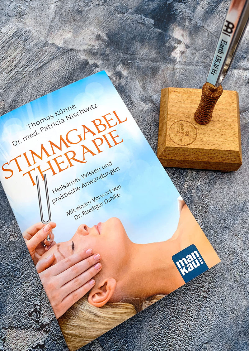 Sonic Energy beginner tuning fork set "Earth" - Om tuning fork in 136.10 Hz - including wooden stand and book for tuning fork therapy (TF-E+BOOK) standard - NewNest Australia