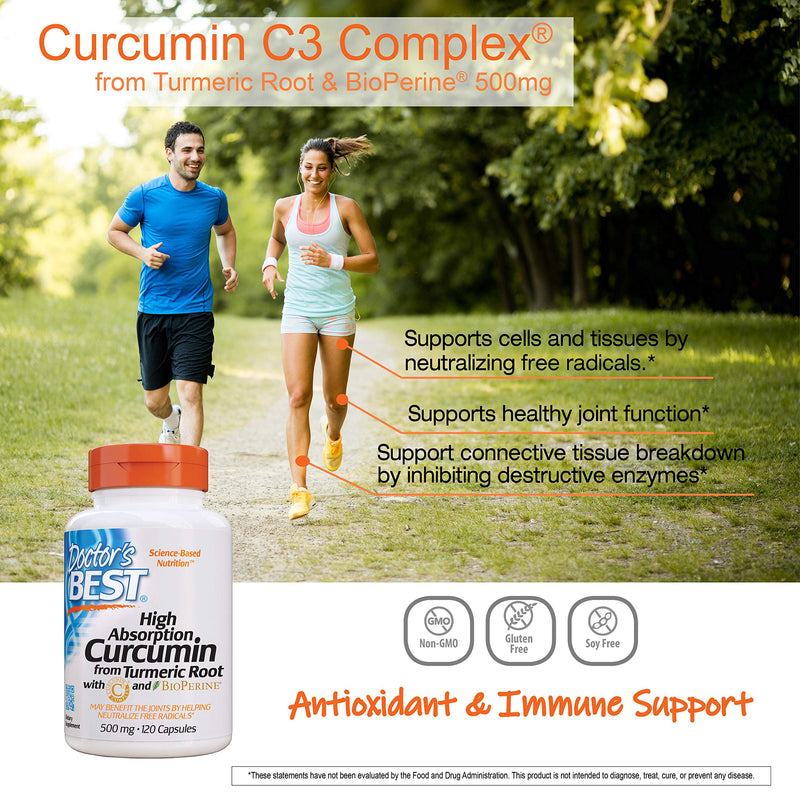 Doctor's Best DRB-00107 High Absorption Curcumin From Turmeric Root with C3 Complex & BioPerine 500mg (120 Capsules) - NewNest Australia