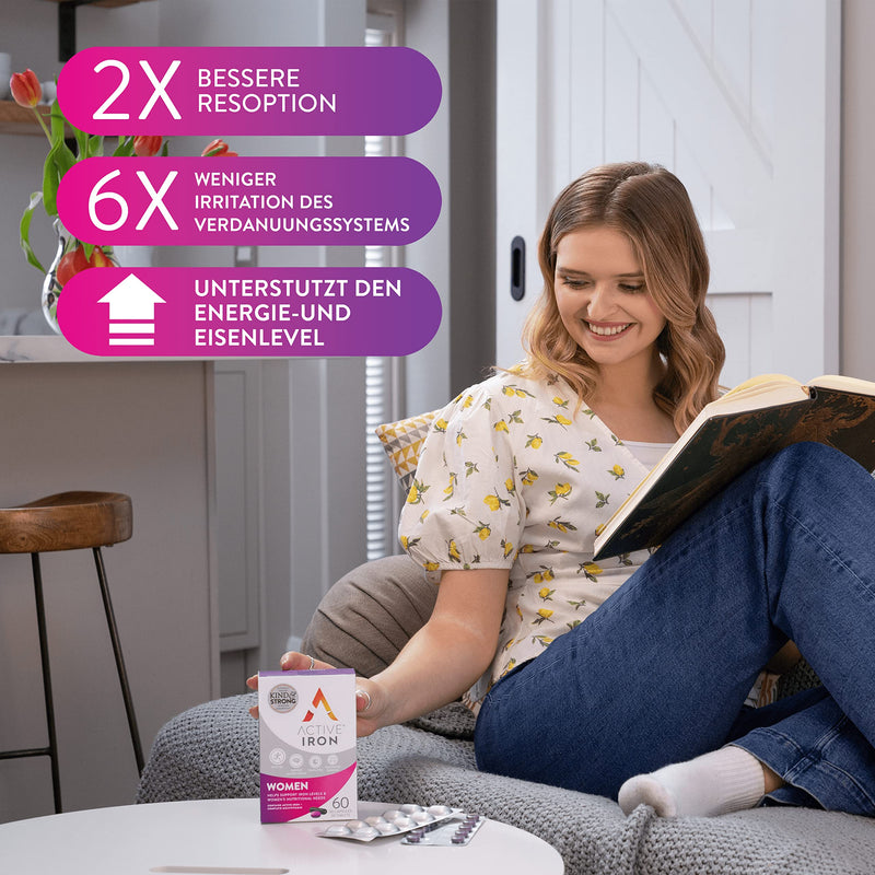 Active Iron For Women | 2X Better Absorption | 6X Weninger intestinal irritations | 30 capsules of iron & 30 capsules of vitamin B complex plus active iron for women - NewNest Australia