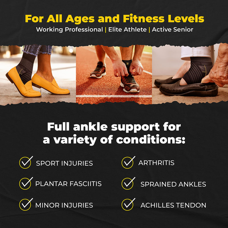 Ankle Brace for Women and Men - Adjustable Strap for Arch Support - Plantar Fasciitis Brace for Sprained Ankle Achilles Tendonitis Pain and Injured Foot - Breathable Copper Infused Nylon (Large) Large - NewNest Australia