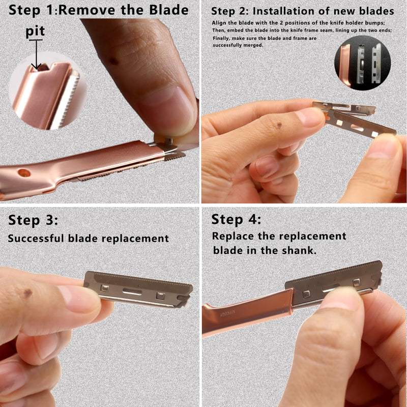 Eyebrow Razor, AIFKUGY® Eyebrow Razor for Women, Eyebrow Trimmer with 10 Blades, Facial Razor for Eyebrows and Facial Hair-Rose Gold - NewNest Australia