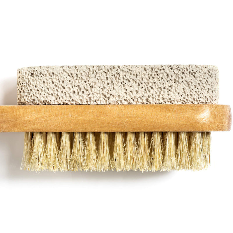 Foot Brush & Pumice Stone with Handle - Callus & Corn Remover, Exfoliator & Scrubber for Dry, Dead Skin on Feet - Natural Bristles & Stone with Wooden Handle - Men & Women - NewNest Australia