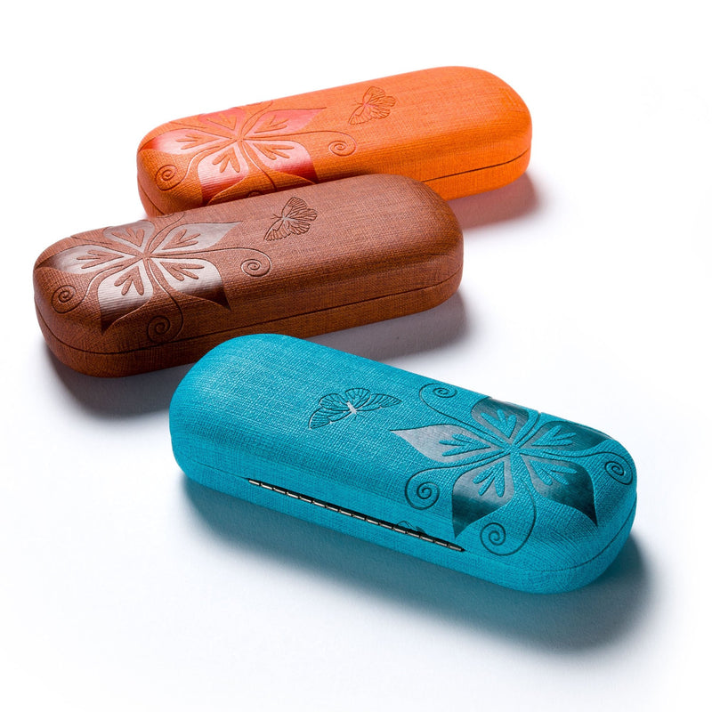 FEFI Hardcase glasses case Nature - embossed flower design blue - NewNest Australia