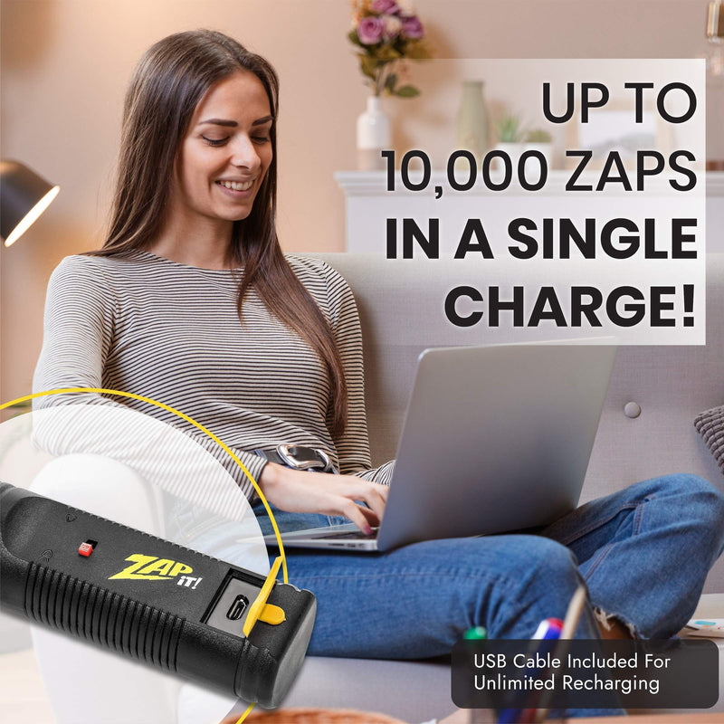 ZAP IT! Bug Zapper Rechargeable Bug Zapper Racket W/ Blue Light Attractant, 4,000 Volt, USB Charging Cable Large Yellow - NewNest Australia