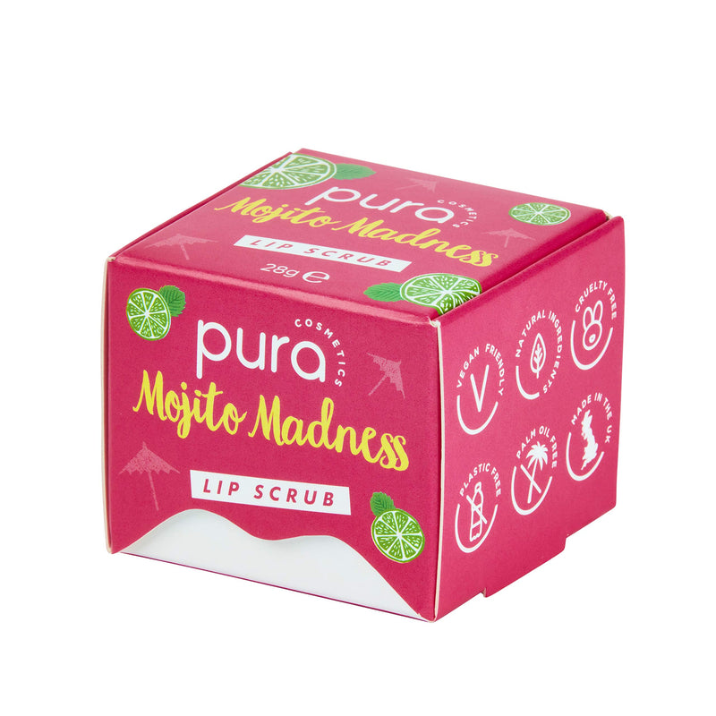 Pura Cosmetics Vegan Lip Scrub in Mojito Madness (28g) - Natural Ingredients, Cruelty-Free, Plastic-Free Packaging & Made in the UK - NewNest Australia