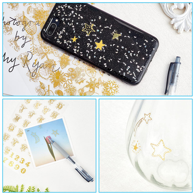 OLYCRAFT 8PCS Self-Adhesive Stickers Mixed Style Decorative Star Snowflake Stickers for Personalize Hand Account Photo Frame Album Laptop Water Bottle Scrapbook Decoration Cosmos Gold - NewNest Australia
