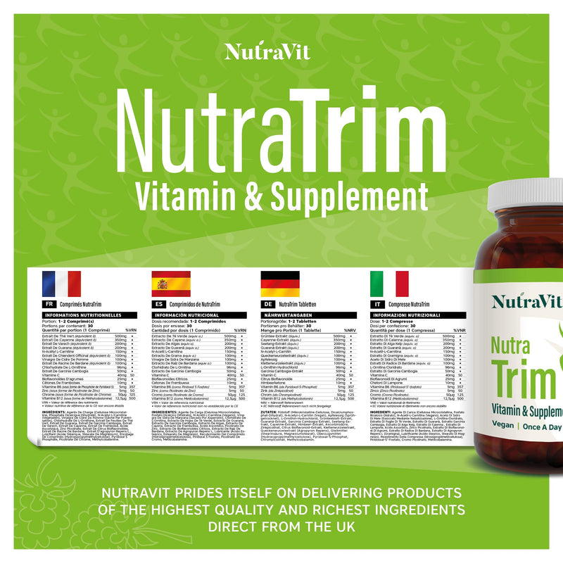 NUTRATRIM - Weight Management Supplement | Slimming Tablets - 30 Tablets - Helps Achieve Weight Goals & Digestion | with Raspberry Ketones, Apple Cider Vinegar & Green Tea - Vegan - NutraVit - NewNest Australia