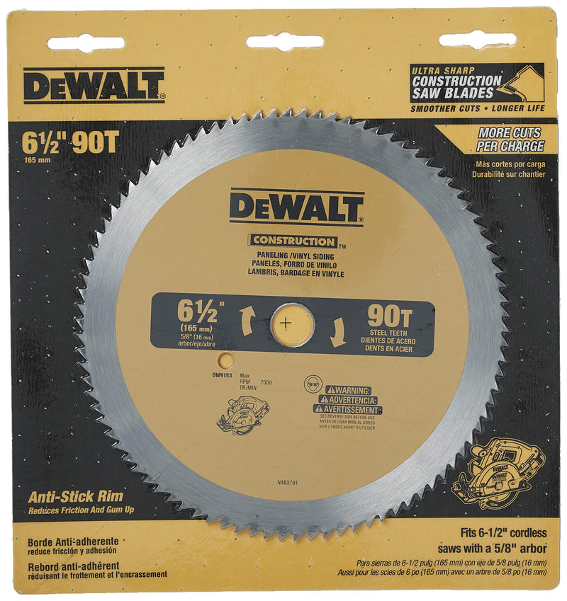 DEWALT 6-1/2-Inch Circular Saw Blade for Paneling/Vinyl, 90-Tooth (DW9153) - NewNest Australia