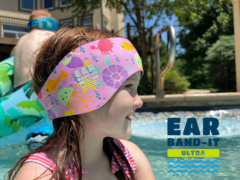EAR BAND-IT Ultra Swimming Headband - Best Swimmer's Headband - Keep Water Out, Hold Earplugs in - Doctor Recommended - Secure Ear Plugs - Invented by ENT Physician Medium (ages 2 to 8yrs) Sea Life - NewNest Australia