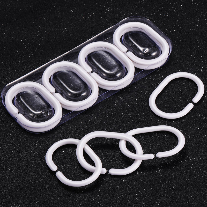 24 Packs Plastic Shower Curtain Rings Hooks for Bathroom Shower Window Rod (White) White - NewNest Australia