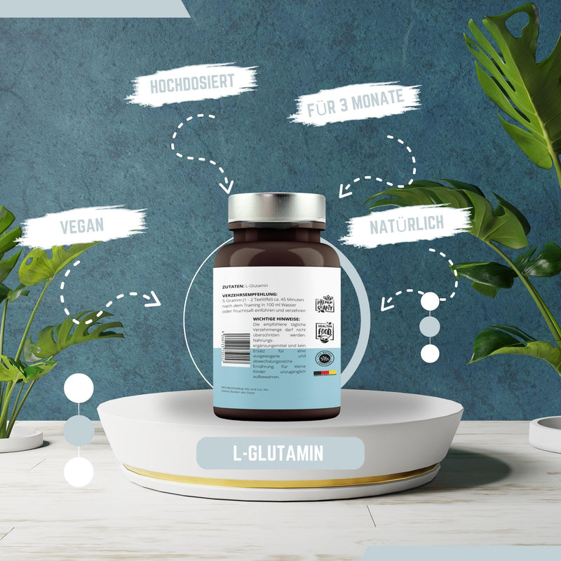 500 G L-Glutamine High Dose - Pure Powder Without Additives - L-Glutamine With Over 99.9% Purity - Pure L-Glutamine Powder Laboratory Tested & Vegan - Vitaminfuchs - Made In Germany - NewNest Australia