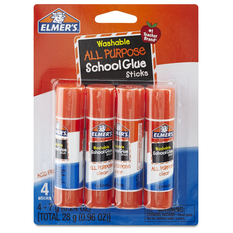 Elmer's All Purpose School Glue Sticks, Clear, Washable, 4 Pack, 0.24-ounce sticks Standard Stick 4 Count - NewNest Australia
