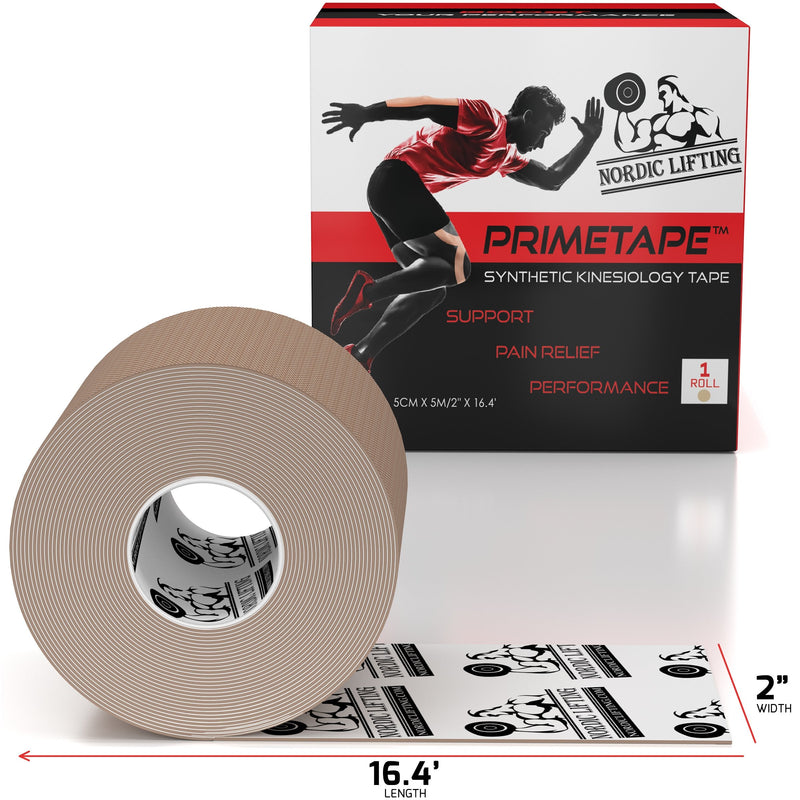 Nordic Lifting Kinesiology Tape - Pro Sport & Athletic Taping For Knee, Tibial Ridge, Shoulder And Muscle - 2" X 16.4" Unpolished Roll, Black, 1 (Beige) Beige - NewNest Australia