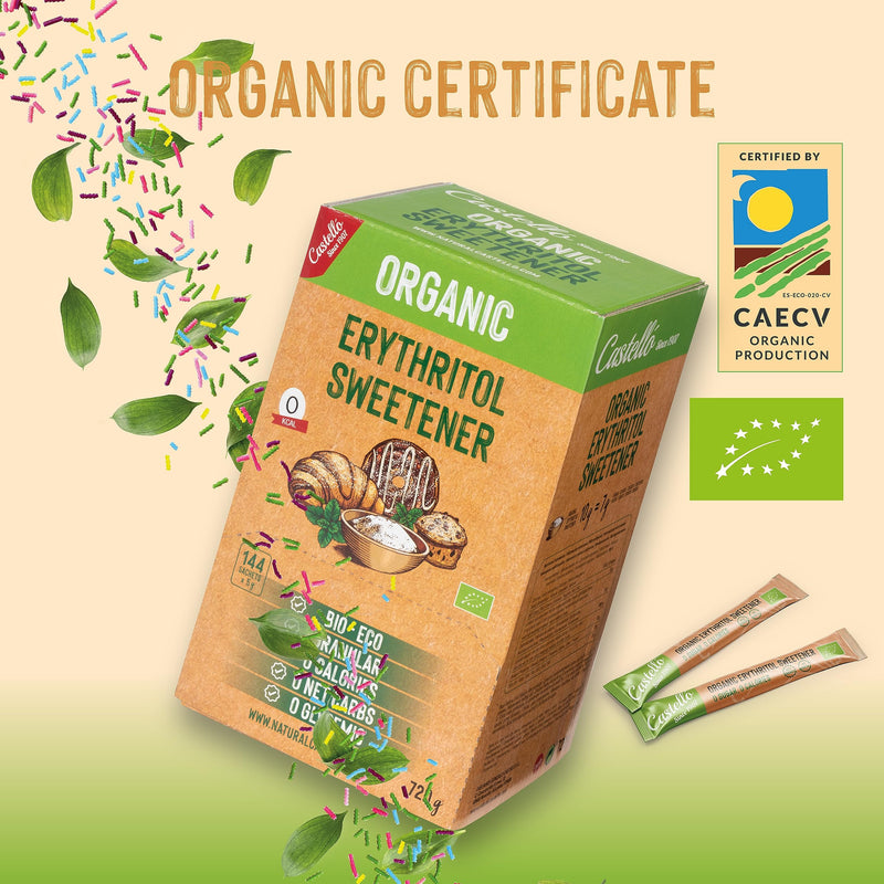 Natural Erythritol Bio Organic | 144 Bags Of 5G | Sugar Substitute - Keto And Paleo - 0 Glycemic Index - Calorie Free - 0 Net Carbs - No Gmo - Castello Since 1907-720 G - NewNest Australia
