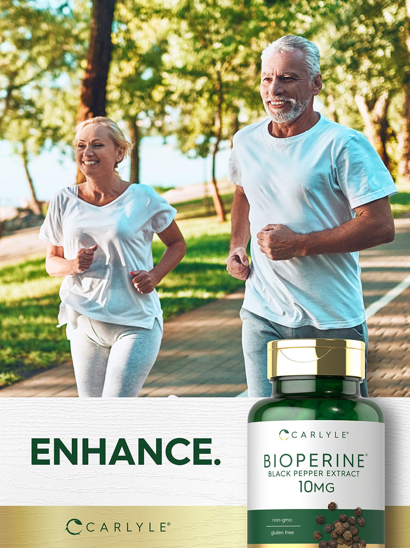 Bioperine 10mg | 120 Capsules | Non-GMO & Gluten Free | Sourced from Black Pepper Extract | Supports Curcumin Powder Absorption | by Carlyle - NewNest Australia