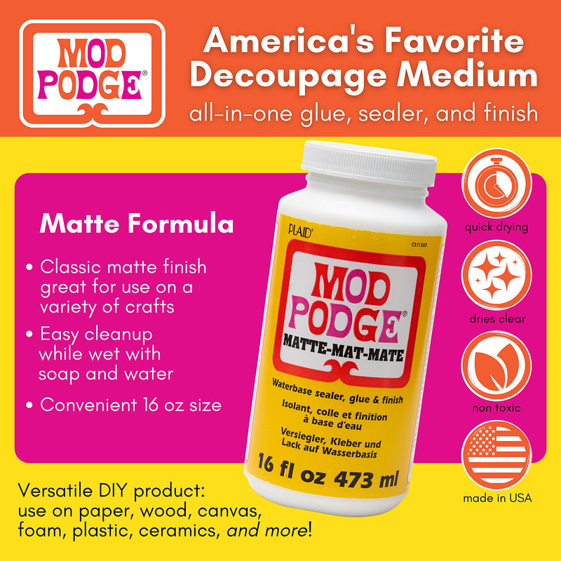 Mod Podge CS11302 Waterbase Sealer, Glue and Finish, 16 oz, Matte - NewNest Australia