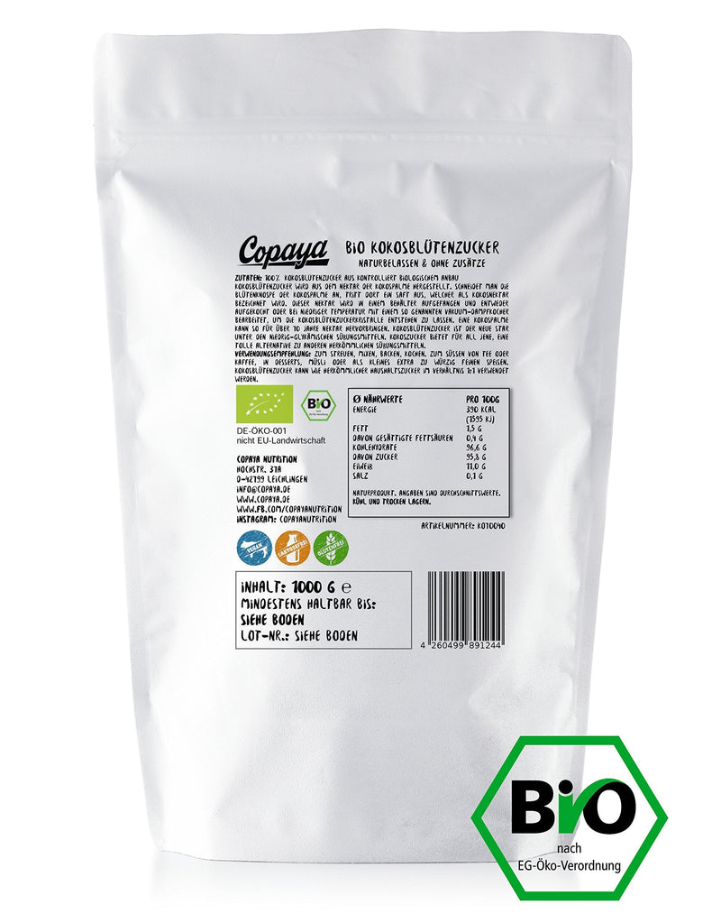 Organic coconut blossom sugar | 1000g | Coconut sugar | Sugar substitute | Premium quality without additives | Storage pack 1 kg (pack of 1) - NewNest Australia