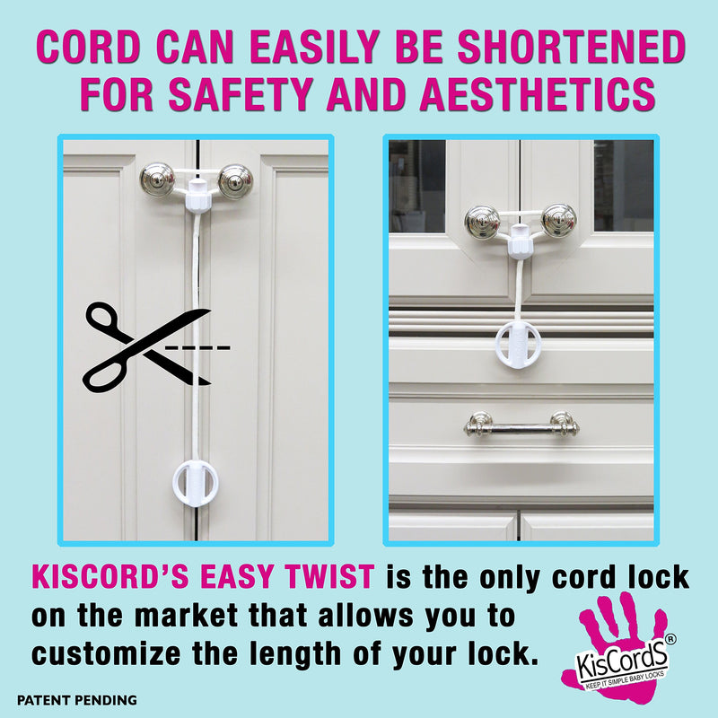Kiscords Baby Safety Cabinet Locks for Knobs Child Safety Cabinet Latches for Home Safety Strap for Baby Proofing Cabinets Kitchen Door Rv No Drill No Screw No Adhesive/Color White/ 5 Pack Ez-Twist - NewNest Australia