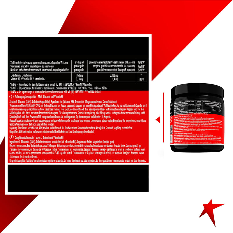 Glutamine Caps, 300 Capsules, High Dose, 6,800 Mg Per Serving, Semi-Essential Amino Acid, 100% Pure L-Glutamine For Muscle Building And Regeneration, Laboratory-Tested Pharmaceutical Quality, Made In - NewNest Australia
