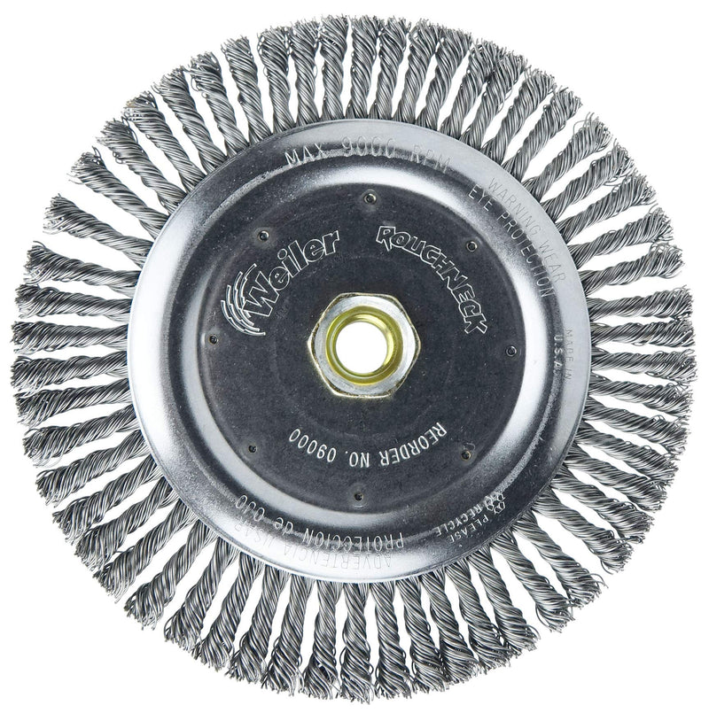 Weiler 09000 Roughneck 7" Root Pass Weld Cleaning Brush, .020" Steel Wire Fill, 5/8"-11 Unc Nut, Made in the USA 56 Knots - NewNest Australia