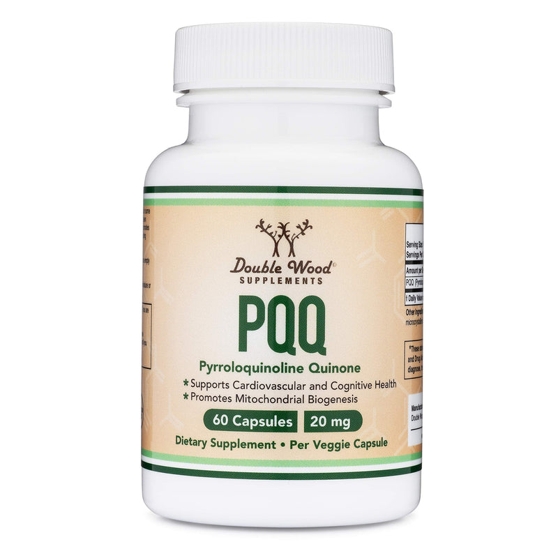 PQQ Supplement - 20mg, 60 Capsules (Pyrroloquinoline Quinone) Promotes Mitochondria ATP Coenzyme Levels, Energy Optimizer and Sleep Quality Support by Double Wood Supplements - NewNest Australia