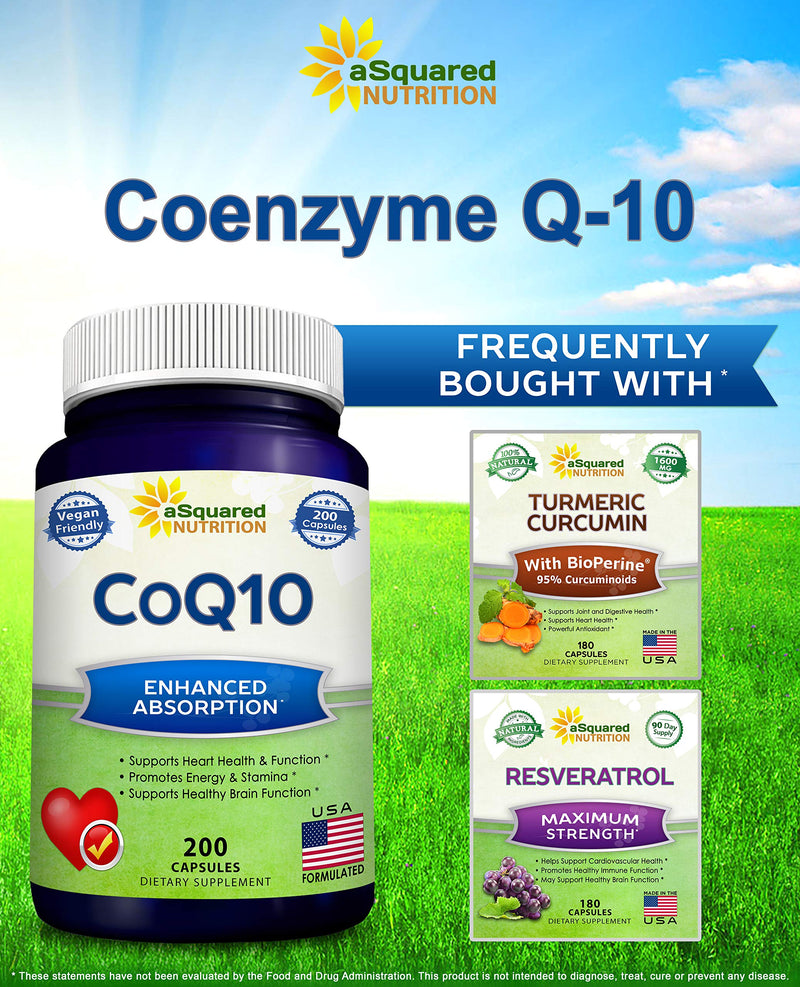 CoQ10 (400mg Max Strength, 200 Capsules) - High Absorption Vegan Coenzyme Q10 Powder - Ubiquinone Supplement Pills, Extra Antioxidant CO Q-10 Enzyme Vitamin Tablets, Coq 10 for Healthy Blood Pressure - NewNest Australia